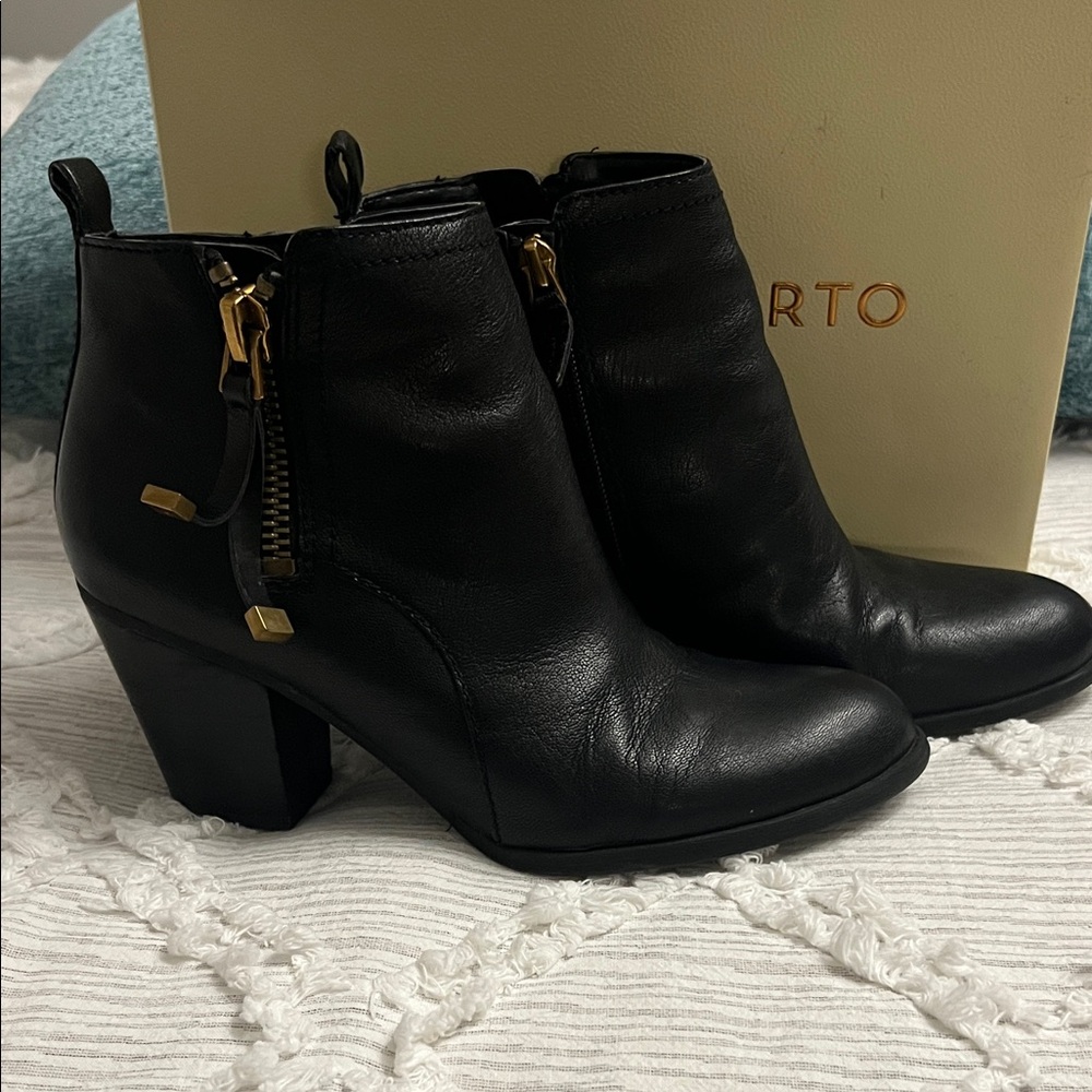 Franco Sarto Black Leather Ankle Boots